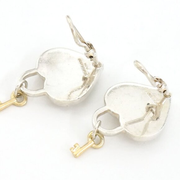 Tiffany & Co. Heart Key Padlock Clip-On Earrings Silver 925 & 18k Gold 750 Auth - Picture 10 of 16